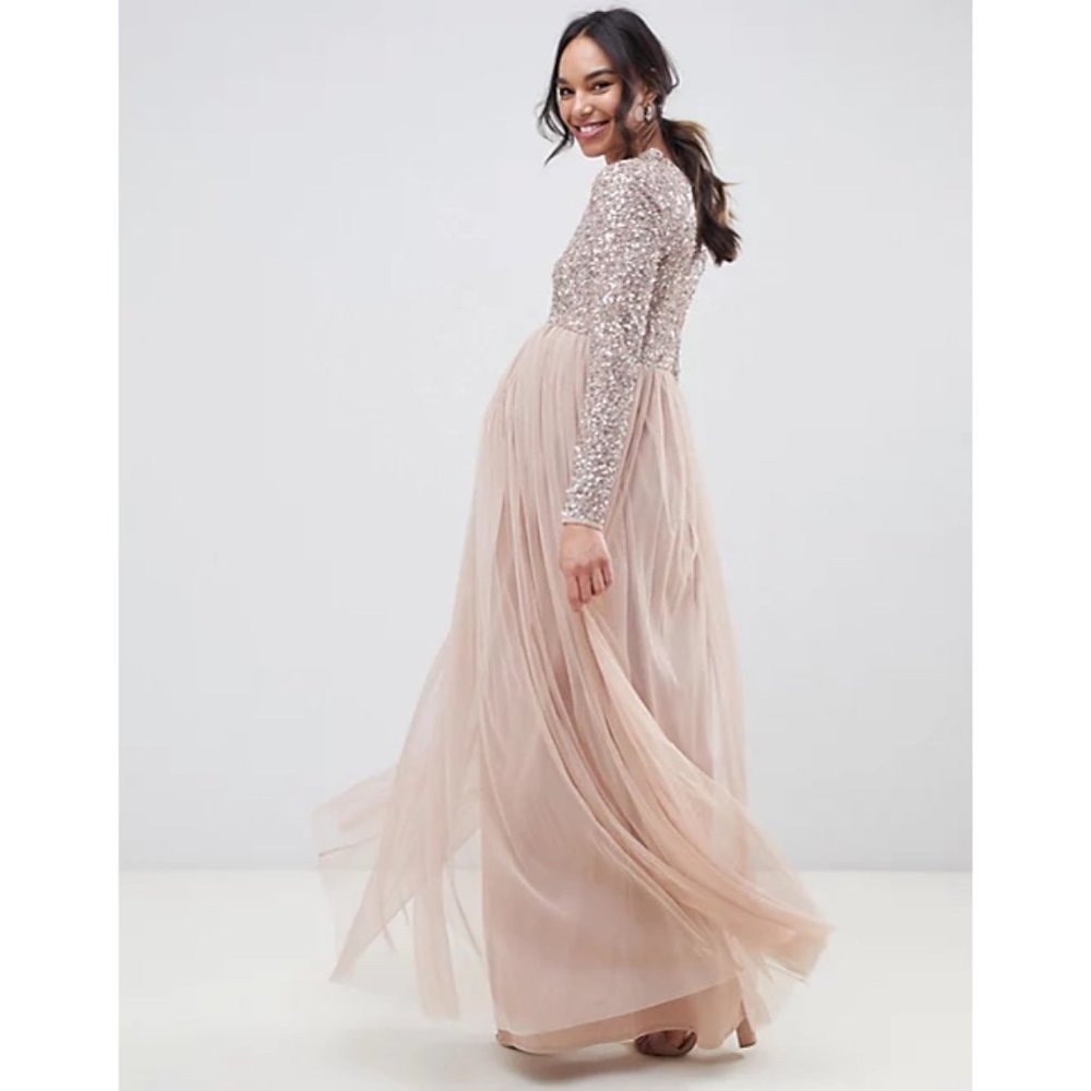 NEW MAYA maternity embellished sequin formal gown dress bridesmaid 12
